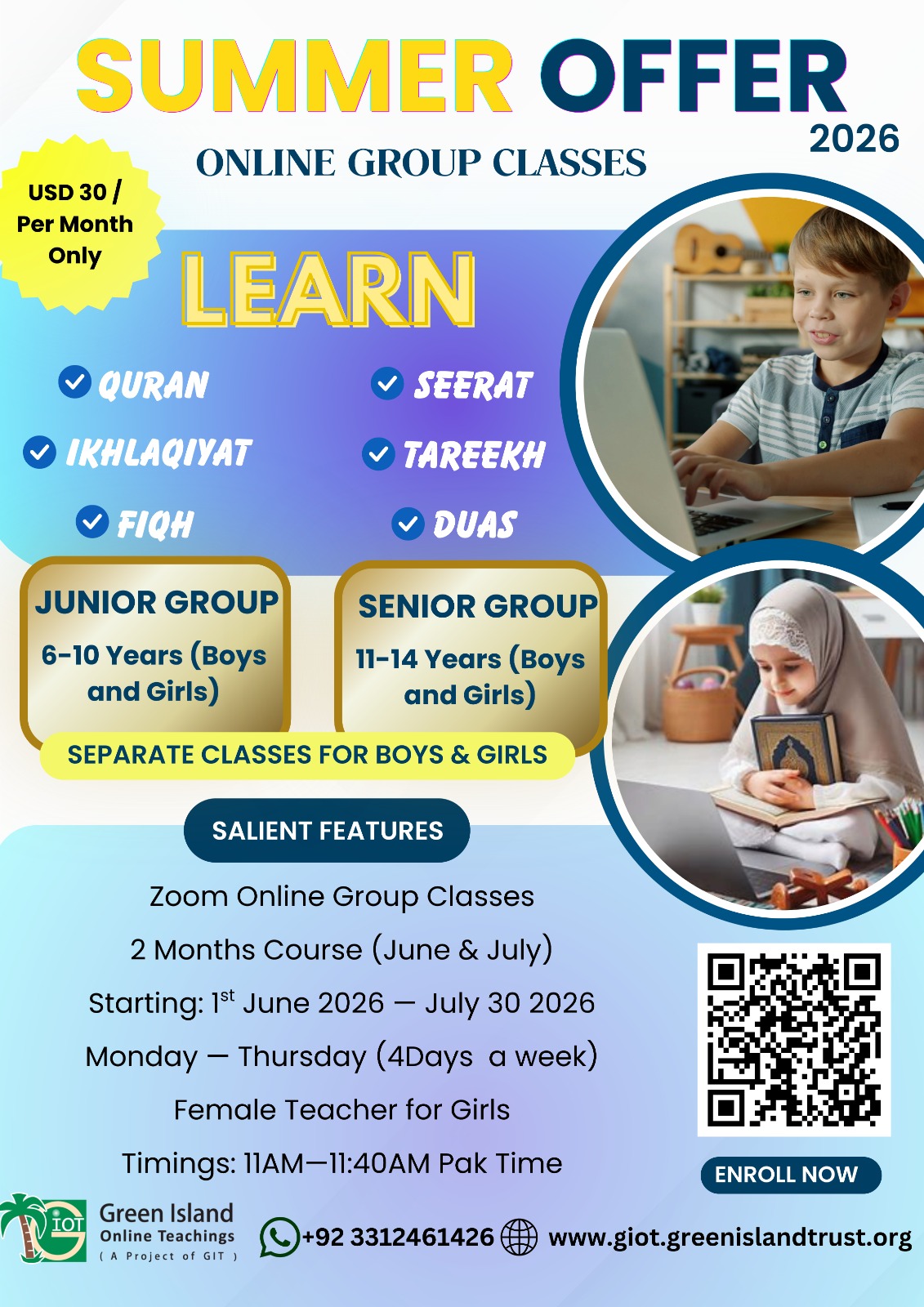 SUMMER COURSE FOR KIDS | Online Quran, Seerat, Ikhlaqiyat, Seerat, Fiqh & Duas